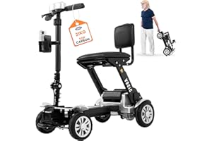 ‎VOCIC VOCIC D71 Folding Lightweight Electric Scooter for Seniors 21 kg, 20 km Carbon Fibre Electric Mobility Scooter with Length-adjustable Frame up to 150 kg, Aircraft Certification, 5 Years (Silver)