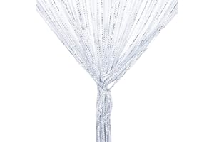 VIDILLO Panel de cortina de cuerdas, cortina brillante, ventana de pared, mosquitera, separador de habitaciones, cinta de borla decorativa, pantalla de proyección para sala de estar, dormitorio, fiestas