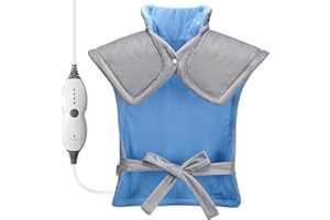 ABYON Cuscino Termoforo Elettrico per Schiena, Cervicale e Spalle 84x64cm, 4 Livelli di Temperatura Riscaldamento Rapido e 90 Minuti Spegnimento Automatico, Lavabile in Lavatrice