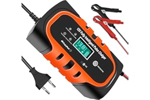 LALALUYE Chargeur Batterie Voiture Moto Auto 10A 12V,Chargeur Batterie Voitures 12V Intelligent Maintien De Charge Batterie Moto avec Écran LCD et Fonction de Maintenance pour Voiture Moto Auto