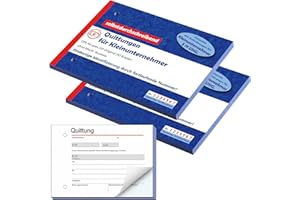 Nezyo 2 Stück Quittungsblock für Kleinunternehmer DIN A6 Quer & Gelocht 2 x 50 Blatt Selbstdurchschreibend Fortlaufend Nummeriert Eindeutige 7stellige Nummer Rechnungsblock mit Durchschlag