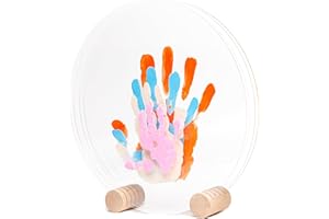PATROCLE LouYou Empreintes de Bonheur - Kit Empreinte Famille de 4 Made in France Pastel - Coffret Naissance - Idée Cadeau Anniversaire - Fête des Mères - Support bois - 4 plexiglass