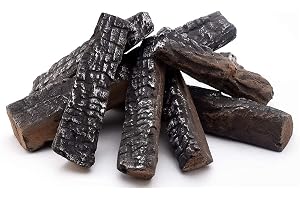 ManyuGas Fireplace Decoration Ceramic Logs,Artificial Logs Ceramic Wood Gas Fireplace Log Set for Gas Ethanol Electric Fireplace Fire Pit,Fireplace Decor wood Indoor Outdoor