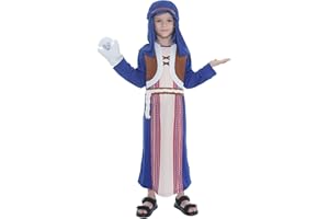 Sincere Party Shepherd Costume for Kids Nativity Xmas Costume Joseph Innkeeper Fancy Dress with Headpiece