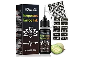 TRUUME Encre Tatouage Temporaire, Freehand Ink, Temporary Tattoo Ink, Jagua Fruit Gel avec des Pochoirs de Tatouage Design Spécial