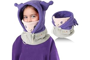 TAGVO Kominiarka termiczna dla dzieci, wielofunkcyjna, regulowana, wiatroszczelna, na całą twarz, maska narciarska z polaru, czapki zimowe 3 w 1, z ocieplaczem na szyję, osłona twarzy dla chłopców,