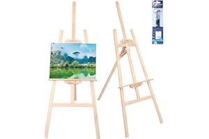 Zawaer Caballete de madera, plegable y ajustable en altura, 150 cm, marrón, estilo clásico, mástil único, ideal para adultos y niños, uso artístico y de presentación