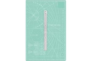 TEN-HIGH Tappetino da taglio autorigenerante, formato A2, colore verde chiaro, spessore 2 mm, per bricolage, 60 cm x 45 cm, con righello in acciaio