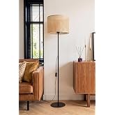 Marrien June Rattan Lambader 145 cm - Siyah &ndash; Modern Dekoratif Ayaklı Lamba, Salon ve Oturma Odası Aydınlatması