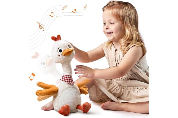 TUMAMA Canard Qui Parle Danse et Répète, Peluche Jouet Musicaux avec Enregistrement, Dansant Parlant Jouets pour Bebe Enfant, Stitch Peluches Jeux et Animaux Interactifs, Cadeaux pour Garçons Filles