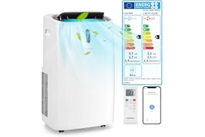 COSTWAY Klimaanlage mobil 16000BTU, Klimagerät mit Abluftschlauch, 5 in 1 Kühlen & Heizen & Entfeuchten & Belüften & Schlafmodus für Räume bis zu 150 m³, Fernbedienung/App, 24H Timer, 4700W, ≤57dB