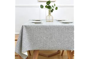 Yofori Table Cloth Wipe Clean Grey Wipeable Tablecloth PVC Waterproof Table Cover Plastic Table Protecter for Kitchen Outdoor (137x180cm, Grey)