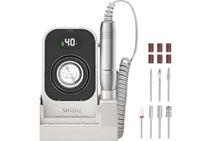 Aedcbaide 40000RPM Electric Nail Files, Professional Portable Nail Drill Machine for Acrylic and Gel Nails, Rechargeable Electric Nail Drill E File Adjustable Speed LCD Display for Home DIY Salon