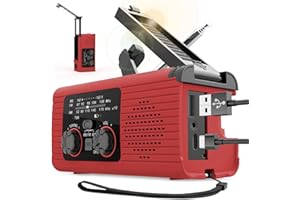 YAZTAUHO Am/FM/NOAA Emergencys Radio con Solar Recargable Radio De Dinamo, Linterna LED, Alarma SOS Y Dinamo De Manivela, Equipo De Emergencia para Camping para Viajes Largos Viajes por Carretera
