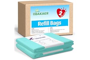 OBAKAER Nappy Bin Refills 2 Pack Nappy Bin Bags Nappy Liners Compatible With Korbell 16L Bin and Litter Champ Odor Lock and Germ Protection Baby Diaper Pail Liner