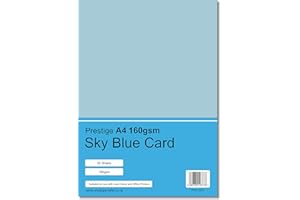 PRESTIGE SALES ONLINE Prestige A4 160gsm Coloured Card Printing Inkjet Laser Craft Card - 50 Sheets per Pack - 19 Colours (Sky Blue)