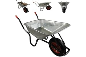 90 Litre 150kg Capacity Galvanised Samuel Alexander Metal Outdoor Garden Heavy Duty Wheelbarrow - Wheel Barrow with Pneumatic Tyre