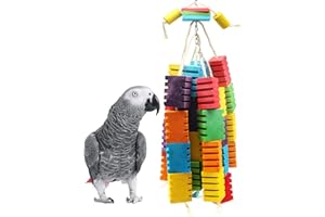 Jouet à Mâcher pour Perroquets,MQUPIN Grand Jouet pour Perroquet en Bois Naturel, Jouet à mâcher pour Oiseaux, Jouet à Mordre pour Grands perroquets, perroquets Gris d'Afrique