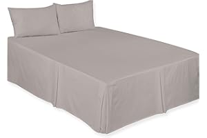 ARLINENS Luxury Plain Dyed Poly Cotton Platform Base Valance Sheet in Following Colours and Sizes (DOUBLE, GREY)