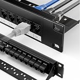 LEENUE 24 Port 19" Patch Panel with 25 CAT6 Keystone Couplers | with detachable cable management bar, 1U Ethernet network pat
