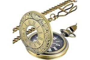 YUYWWAN Taschenuhr mit Kette Herren, Vintage Taschenuhren, Römische Ziffern Pocket Watch, Klassische Taschenuhr mit Taillenkette, Analog Taschen Uhr Vintage für Frauen Männer
