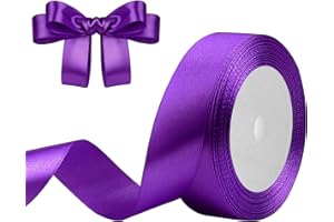 DEKOBANDER Ruban de Satin Violet 25mm x 23m Violet Ruban Cadeau Ruban de Satin pour L'emballage de Cadeaux, Bricolage, Couture, Décorations de Mariage, Décorations de Noël