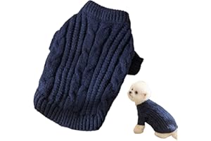 PLUSHCEWT Suéter de otoño e invierno para perro, suéter de punto para mascotas, ropa de perro de color sólido, suéter de punto cálido y suave, ropa de invierno para perros y gatos pequeños y medianos (azul, XL)