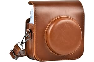 SAIKA Schutzhülle Kameratasche für Instax Mini 12, Sofortbildkamera Tasche für Mini 12 mit Verstellbarem Gurt-Braun