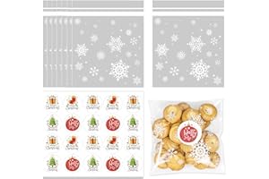 CVOZO Sacchetti Biscotti Natale Bustine Cellophane: 100Pz Sacchetti Alimentari Natalizi Sacchetti Cellophane Natale Sacchetti Dolci Natale Sacchetti per Biscotti (10X10CM)