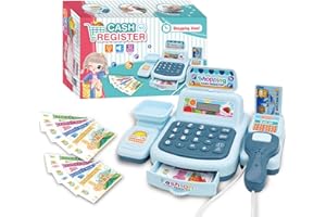 PUNELE Cash Register Toy,Interactive Kids Supermarket Checkout Toy with Scanner Lights Sounds Effect,Supermarket Checkout Toy for Ages 3 4 5 + Years Old