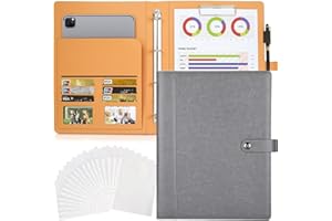 ‎SEEALLDE SEEALLDE Schreibmappe A4 Konferenzmappe Notizblock aus Leder Mappe mit 20 Prospekthüllen A4 für Dokumente, Papiere, Akten