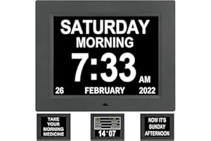 Levick 9 Inch Digital Day Calendar Clock Clear Display Extra Large Day Date Time Dementia Clocks for Senior Elderly impaired Vision Memory Loss Alzheimer’s with Medication Reminders Alarms (Black)