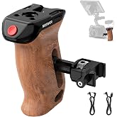 NEEWER Wooden Side Handle with Remote Trigger Start/Stop Clamp NATO 1/4" and 3/8" Threads Vertical Adjustment Load 22lb Compa