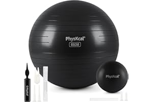 PhysKcal Gymnastikball in 55cm bis 85cm und 23 cm Pilatesball Set inkl. Luft-Pumpe | Berstschutz Gymnastikball, Anti-Rutsch-Sitzball, Balanceball, Yogaball für Zuhause, Fitnessstudio und Büro