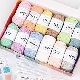 Hello%100 Pamuk İp Seti &ndash; 12 x 25g Pastel Renk Yumak, &Ouml;rg&uuml;, Tığ İşi, Amigurumi ve Punch İ&ccedil;in El İşi İpi