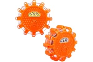 NEOVSUNY LED Warnleuchte, Wasserdichte Warnlicht für Auto, Warnblinkleuchte, mit Magnet und Haken, 9 Blinkend Leuchtmodi, LED Rundumleuchte für Camping Bergsteigen Wandern (Batterien -2PCS)