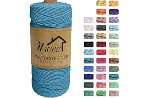 Uiopa Macrame Corda 2mm x 200m, Filo di Cotone Macramè 3 Strand Twisted, Filo Macrame Spago Colorato per Artigianato Fai da Te Piante da Appendere Acchiappasogni