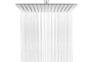 HAUSPROFI Soffione Doccia a Pioggia in Acciaio Inox - Docce Fisse con Getti In Silicone Anticalcare - Quadrato 30 x 30 cm / 12 Pollici - Finitura Cromata Spazzolata