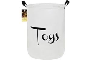 HUNRUNG Laundry Hamper,Large Canvas Fabric Lightweight Storage Basket Toy Organizer Dirty Clothes Collapsible Waterproof for College Dorms, Children Bedroom,Bathroom(Round-toys)