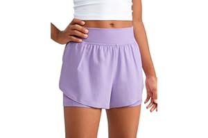 CRZ YOGA Ragazze 2 in 1 Delfino Atletico Correre Pantaloncini con Tasche Allenamento Casuale Tennis Calcio