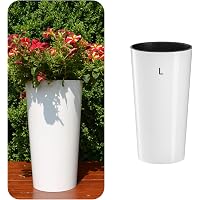 Weißer Blumentopf 'MELTOM' Im Modernen Design – Quadratisch Mit Rollen, Größe XL 39x39,4 Cm – Ideal Für Drinnen & Draußen
