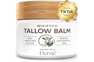 DERSIE Whipped Beef Tallow Balm for Skin: Tallow Face Moisturizer with Emu Oil, Blue Cypress, Sandalwood Oil from Australia – Fresh Herbal Scent - Eczema Relief - Suitable for Sensitive Skin - 2.12 OZ