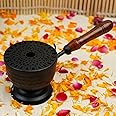 ServDharm Hammered Base Incense Burner Home Purifying Loban Dhoop Dani Dhuni Diameter 3.5 in(Metal, Round, Black)