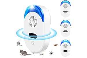 DOBWGXZ 4 Pack Ultrasonic Pest Repeller, Mice Repellent, Insect Repellent Plug In, Effective Indoor Pest Control for Mouse, Spider, Cockroach,Fly Etc, Safe for Humans and Pets (Ocean Blue)