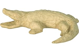 DECOPATCH Décopatch AP196C - Krokodil aus Pappmaché, 14 cm, für Wohndeko, einfach zum Verzieren, Kartonbraun, 1 Stück