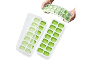 KEPLIN 2pk Silicone Ice Cube Trays with Non-Spill Lids, Easy to Remove Ice Cube Tray, LFGB Certified BPA Free, Flexible Silicone Ice Cube Moulds, Parties, Drinks, Cocktails & Frozen Liquids (Green)
