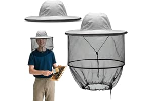 YUWJOOWEE Imkerhut mit Schleier, Grau Hut mit Moskitonetz, Moskitonetz Hut, Mückenschutz Kleidung Imkerhut für Camping, Wandern, Angeln, Gartenarbeit