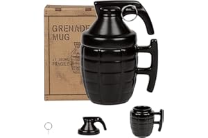 ZONSUSE Tasse a Cafe Grenade à Main Humour, Mug Ceramique Artisanale 3D, Tasse Cappuccino avec Couvercle, Personnalisé Rigolo, Nouveauté Mug Cadeau, Idée Cadeau Originale et Amusante, 280ML (Style C1)