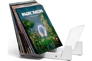 KAIU Schallplatten Aufbewahrung | Kiefernholz mit robustem transparentem Acrylhalter | Premium Design Geeignet für 12" LPs oder 7" | LP Aufbewahrungskoffer von 50 Records (Modernes Weiß)