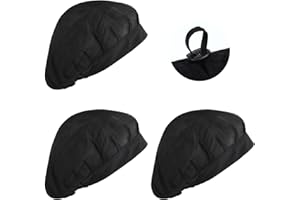 Alrhso 3 Pcs Chef Hat Adjustable Working Caps Reusable Food Service Hair Nets Kitchen Cooking Hat Washable Mesh Bouffant Beanie, Black
